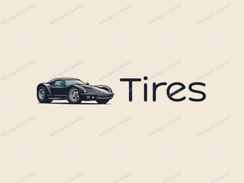 a modern design featuring a stylized car silhouette, overlapping tires and wheels, combined with a clean background.