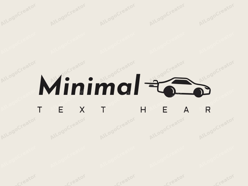 minimalist design features a stylized car silhouette and a key, combined with a clean background and a tag style approach.