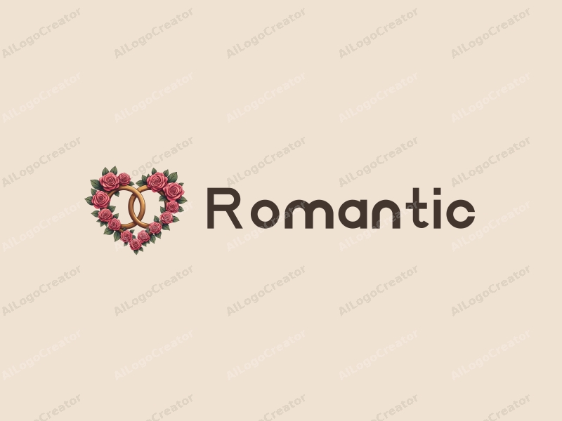 playful design features stylized rings intertwined with roses, a whimsical representation of love and romance, combined with a clean background.