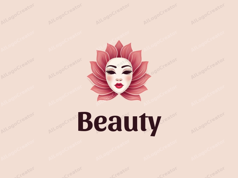 modern design features elegant petals and a stylized mask, combined with a clean background and a focus on beauty and makeup elements.