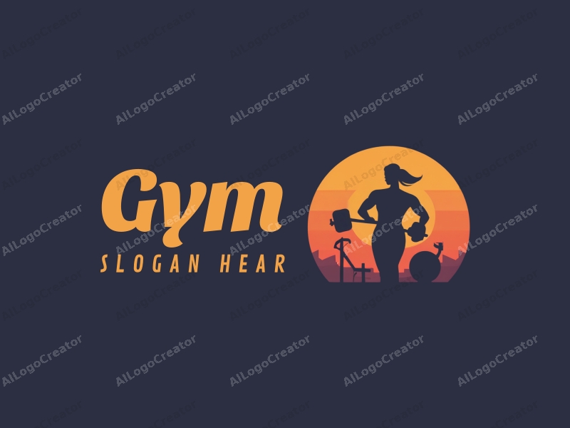 a modern design featuring stylized fitness equipment and a fitness coach silhouette, combined with a clean background and a minimalist approach.