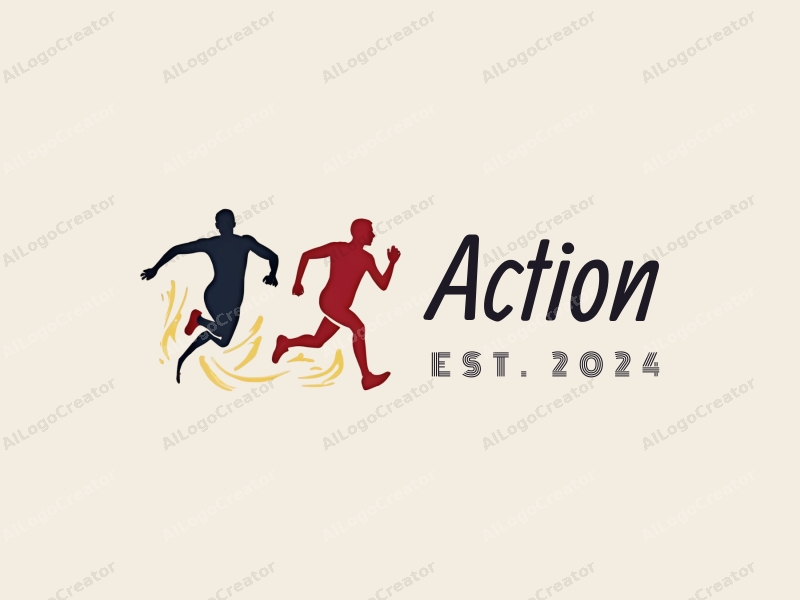 playful design features dynamic silhouettes of athletes in mid-jump and sprint, combined with energetic lines and a clean background.