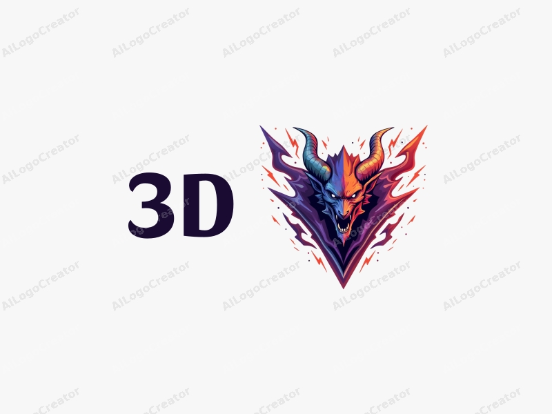 a modern design featuring a colorful 3D demon intertwined with dynamic lightning elements, utilizing a clean background for a striking visual impact.