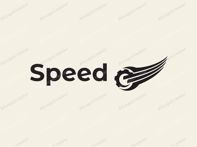 a modern design featuring dynamic lines representing speed, a stylized engine silhouette, and a flowing path, combined with a clean background.