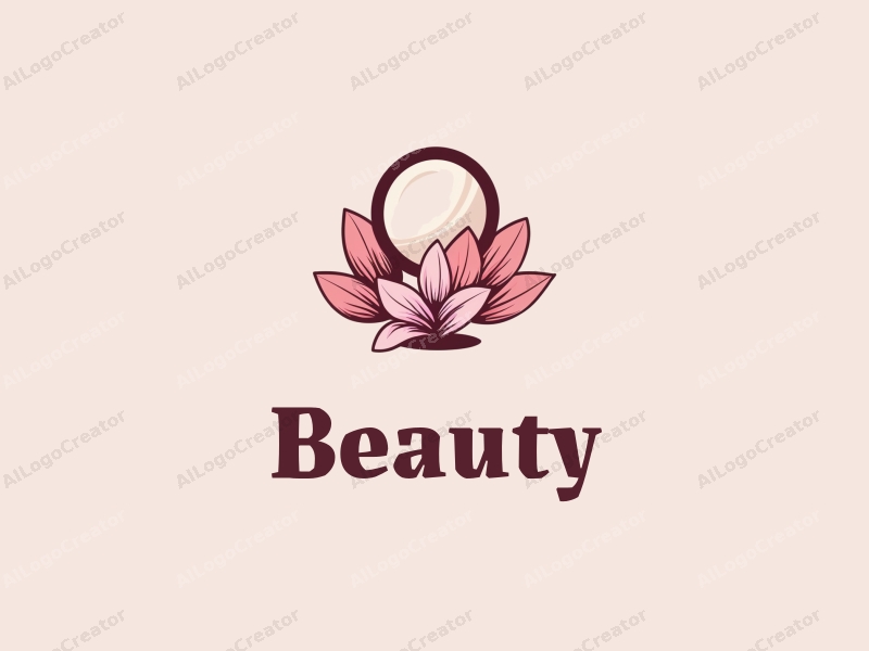 a modern design featuring beauty and makeup elements, incorporating petals and a mirror, with a clean background and harmonious composition.