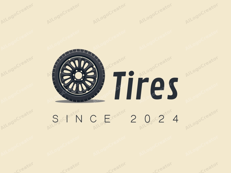 modern design features a stylized tire and car tire, combined with elements representing AC and maintenance, using a clean background for a simple and harmonious composition.