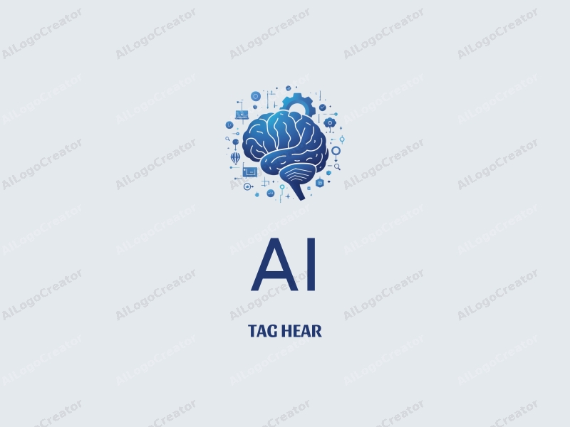 a modern design featuring abstract representations of intelligence and algorithms, combined with stylized computer and data elements, using a clean blue color palette and a harmonious composition.