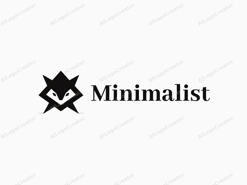 minimalist design features a stylized animal silhouette integrated with geometric triangles, utilizing a clean black and white color scheme and a tag style approach.