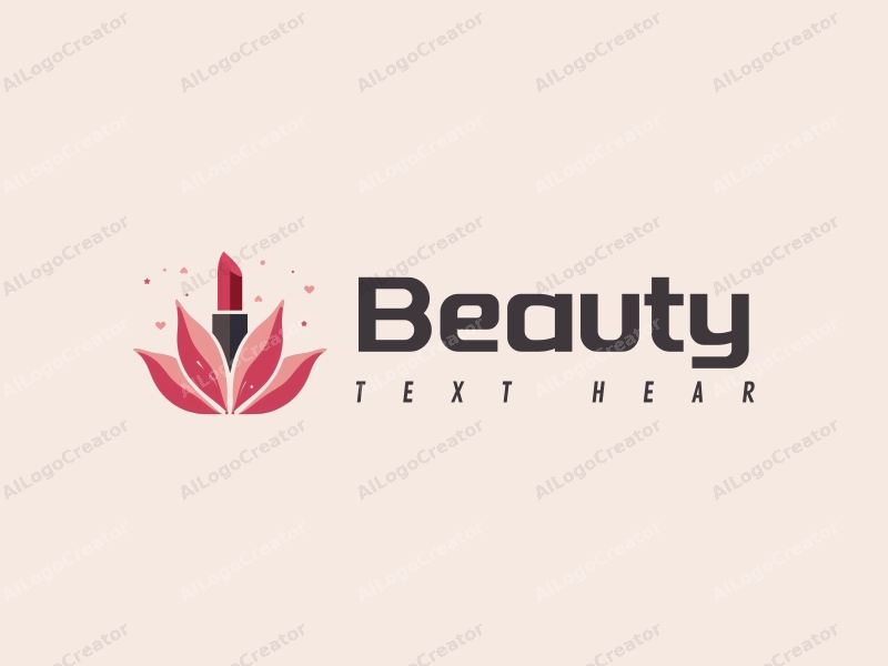 a modern design featuring elegant petals and a stylized lipstick, combined with a clean background and a focus on beauty and makeup elements.