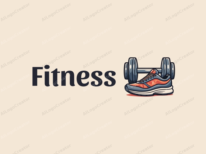 modern design features stylized dumbbells and sneakers, combined with a clean background and a harmonious layout.