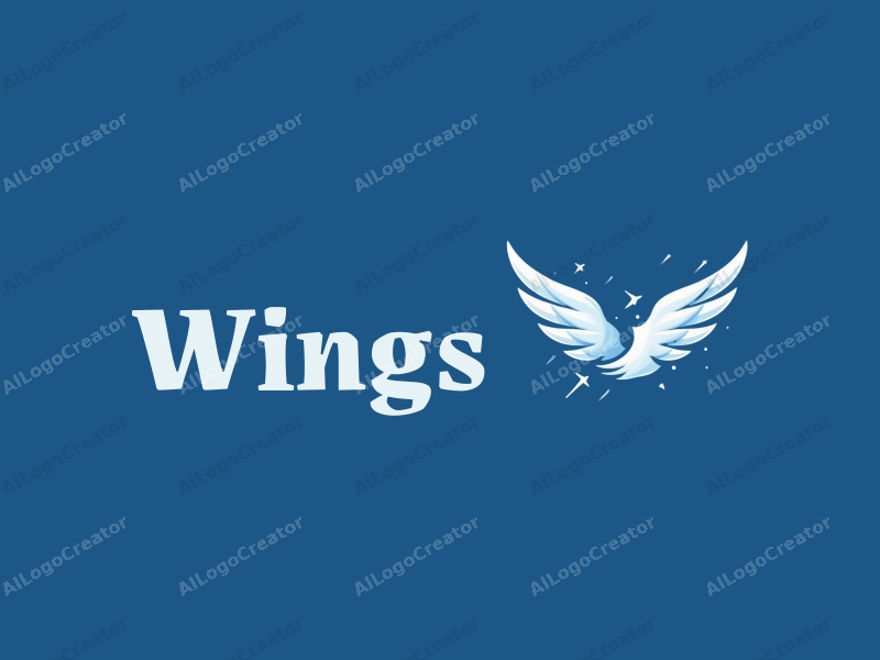 playful design features stylized wings in flight, incorporating shipping and digital elements, combined with a clean blue background.