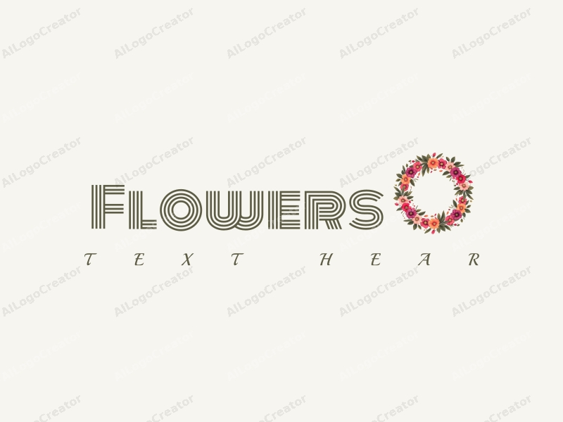 playful design features vibrant flowers and petals arranged in a circular floral wreath, complemented by decorative ribbons, combined with a clean background.