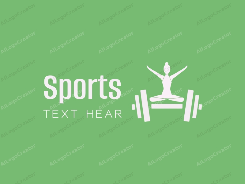 a modern minimalist design featuring a stylized dumbbell and a yoga pose silhouette, combined with a clean green background.