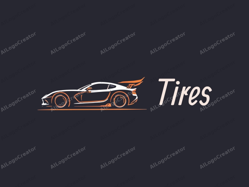 a modern design featuring a stylized tire and car silhouette, emphasizing speed with dynamic lines and a clean background.