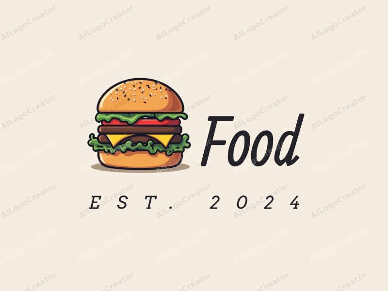 a modern design featuring a delicious burger and fresh salad, with vibrant colors and a clean background, emphasizing the freshness and appeal of the food.