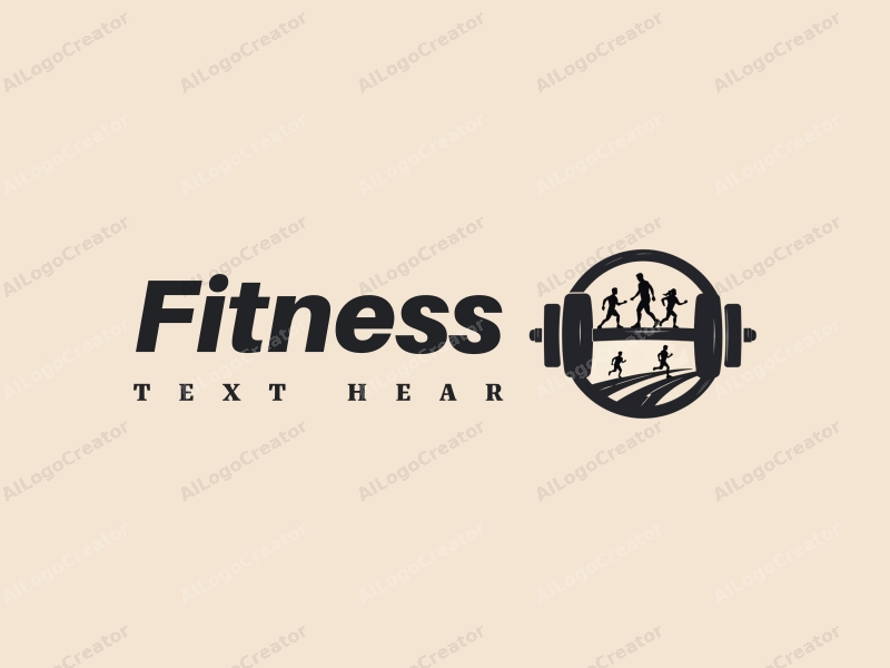 modern design features stylized dumbbells and running figures, combined with a clean background and a harmonious layout.