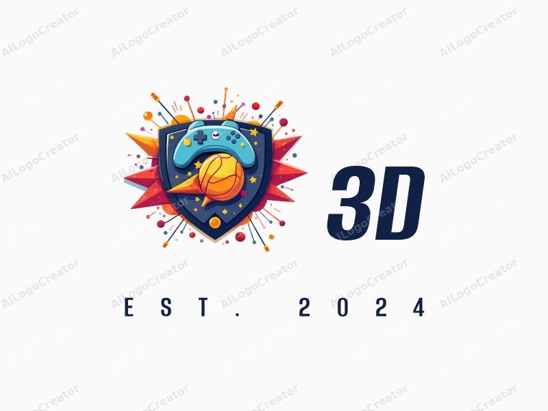 a modern design featuring 3D dynamic elements inspired by gaming and animation, incorporating school and sports themes, with a vibrant and colorful palette, set against a clean background.