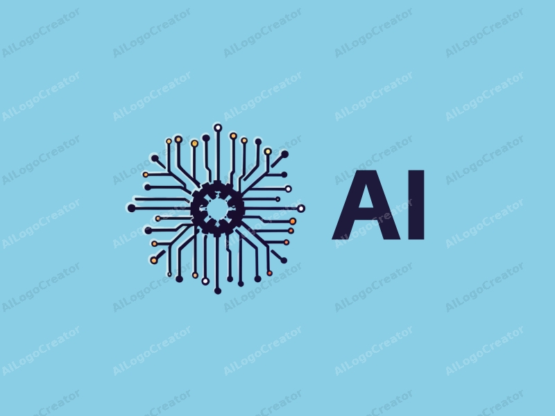 a modern design featuring elements of intelligence and algorithms, combined with gears and circuits, set against a clean blue background.