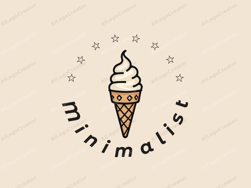 minimalist design features simple line art of an ice cream cone and a coffee cup, combined with a tag style approach and a clean background.