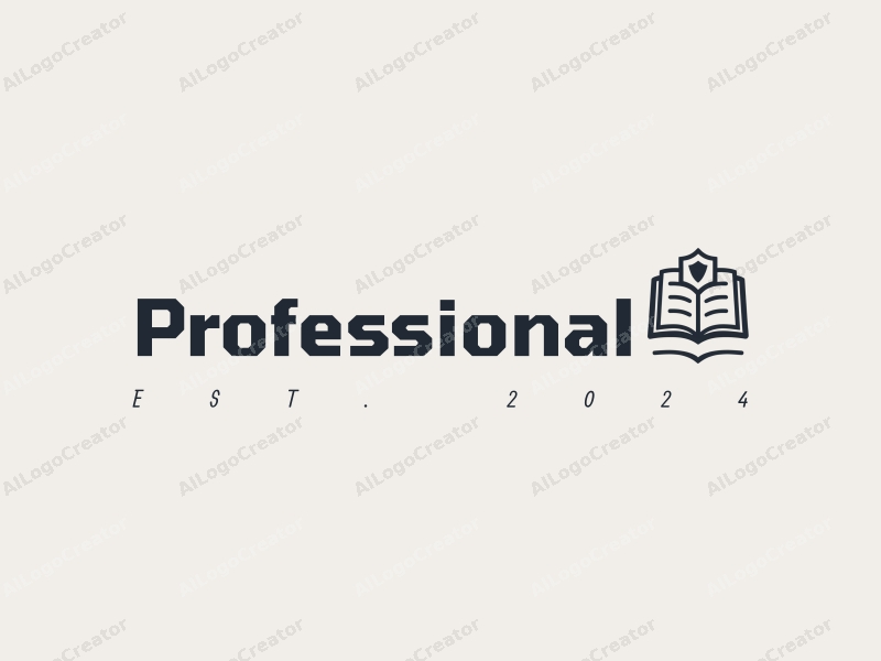 a modern minimalist design featuring a stylized book and shield, representing professionalism and certification, combined with a clean background.