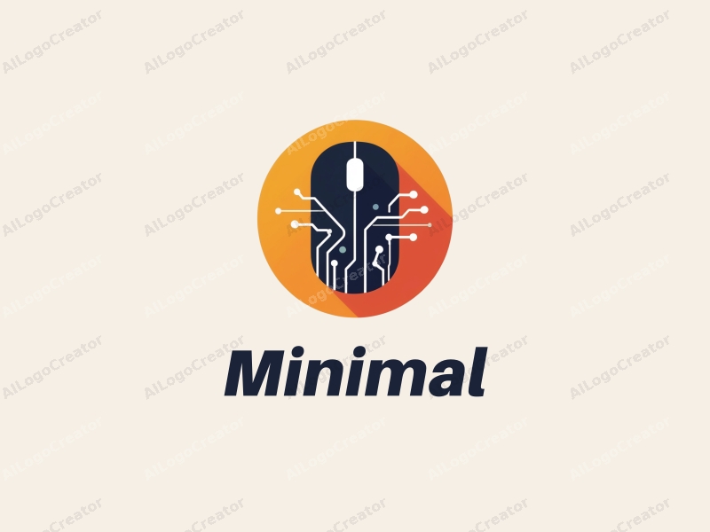 minimalist design features a stylized mouse and circuit elements, combined with a tag style approach and a clean background.