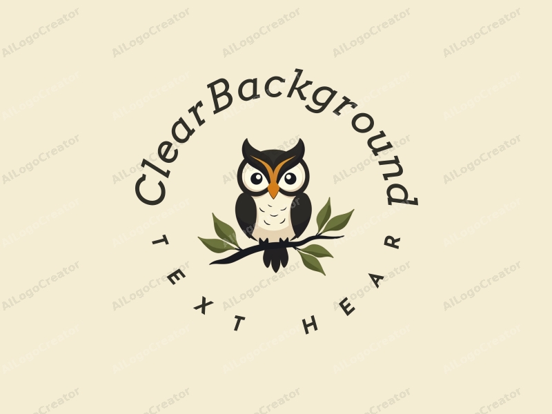 minimalist design features a stylized owl perched on a leaf, embodying a sense of adventure, combined with a clean and transparent background.