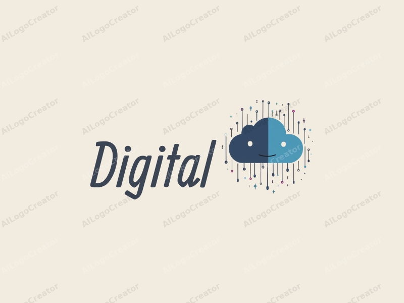 minimalist design features digital elements, a stylized cloud, and circuit patterns combined with a clean background.