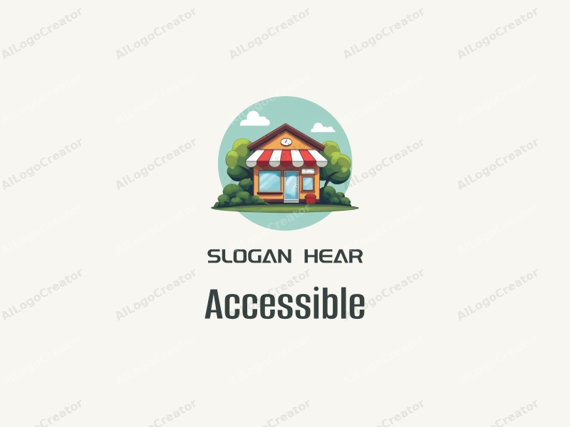 modern design features accessibility elements, a stylized small shop, and community aspects combined with a clean background.