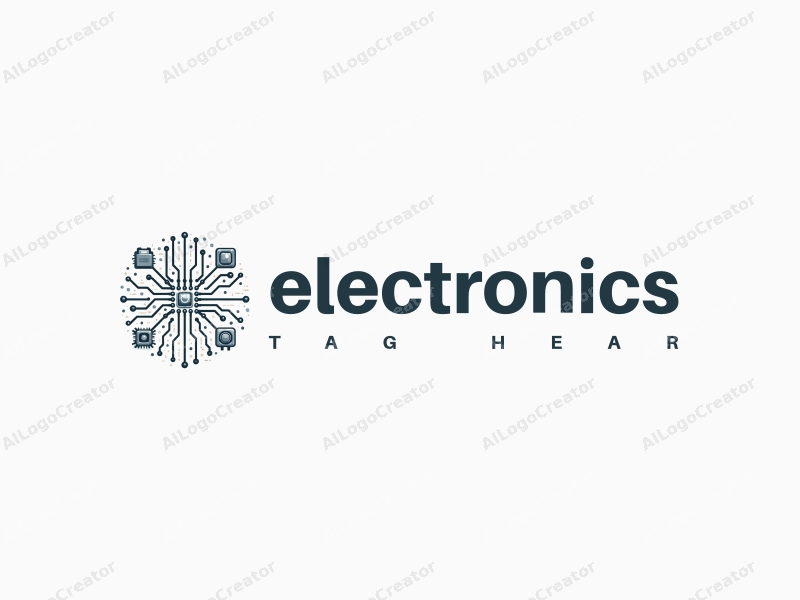 a modern design featuring sleek electronic devices and intricate circuit board patterns, combined with a clean background for a high-tech aesthetic.