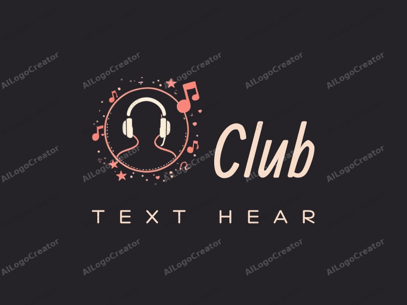 a modern design featuring a stylized club silhouette, musical notes, and social elements combined with a clean black background.