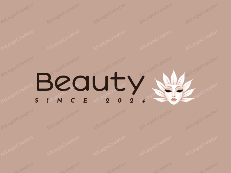 modern design features elegant petals and a stylized mask, combined with a clean background and a focus on beauty and makeup elements.