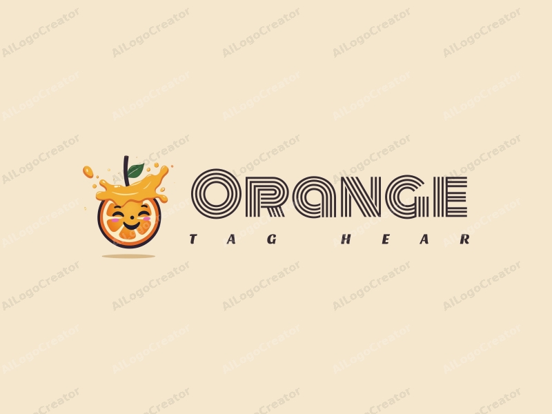 playful design features a vibrant orange, a stylized juice splash, and a cheerful drink cup, combined with a clean background.