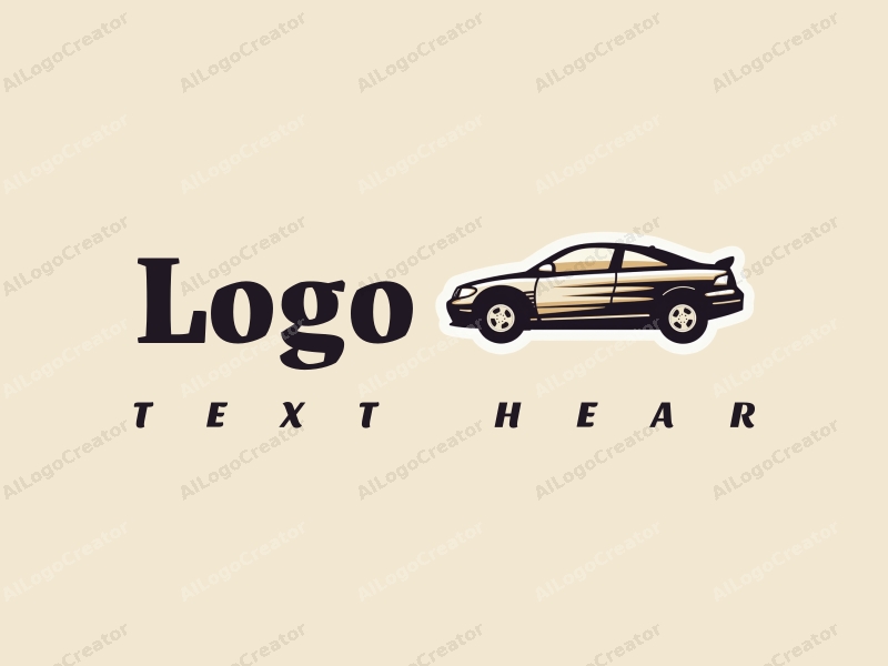 modern design features a stylized car silhouette, a sticker-like appearance, and a clean background combined with a minimalist approach.