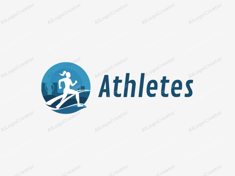 modern design features a stylized runner in motion, a trophy symbolizing victory, and a clean background with blue accents.