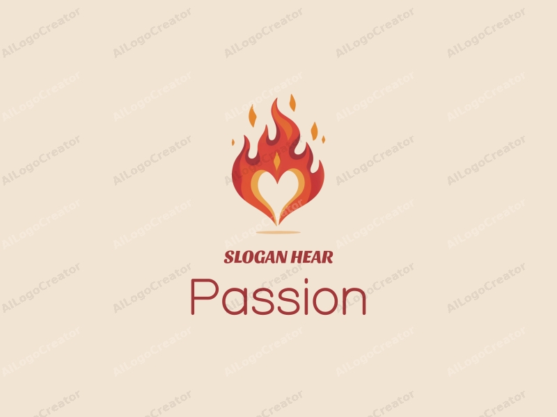 playful design features a vibrant flame intertwined with a heart shape, symbolizing passion and enthusiasm, combined with a clean background.