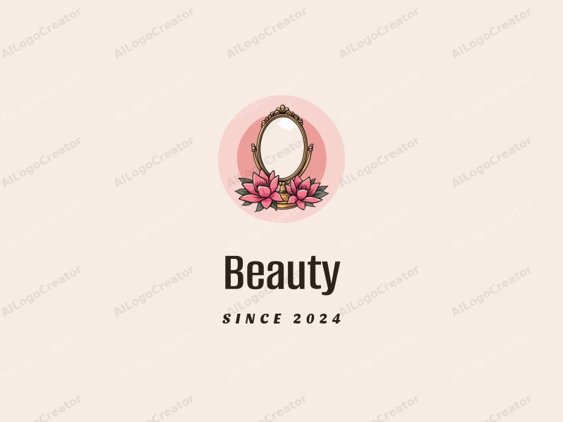 modern design features elegant petals, a stylized makeup mirror, and a beauty theme combined with a clean background.