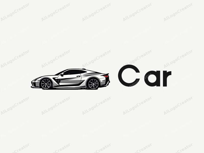 modern design features a sleek car silhouette, dynamic lines representing speed, and a luxurious aesthetic combined with a clean background.