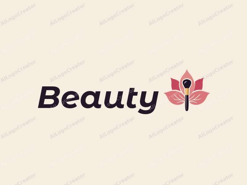 modern design features elegant petals, a stylized makeup brush, and a beauty theme combined with a clean background.