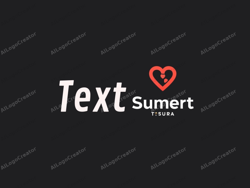 modern design features bold typography, a stylized heart symbol, and a test element combined with a clean black background.