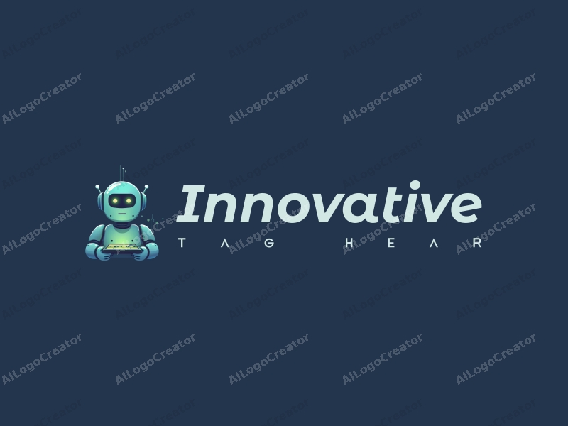 modern design features a stylized robot and chip, emphasizing innovation and future concepts, combined with a clean background in blue and green tones.