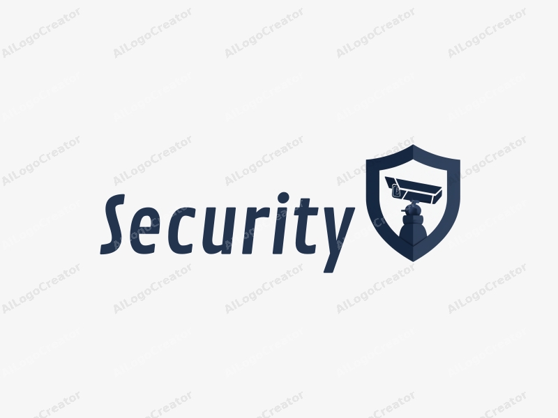 modern design features a stylized shield, a sleek surveillance camera, and an observer figure, combined with a clean background and a focus on security themes.