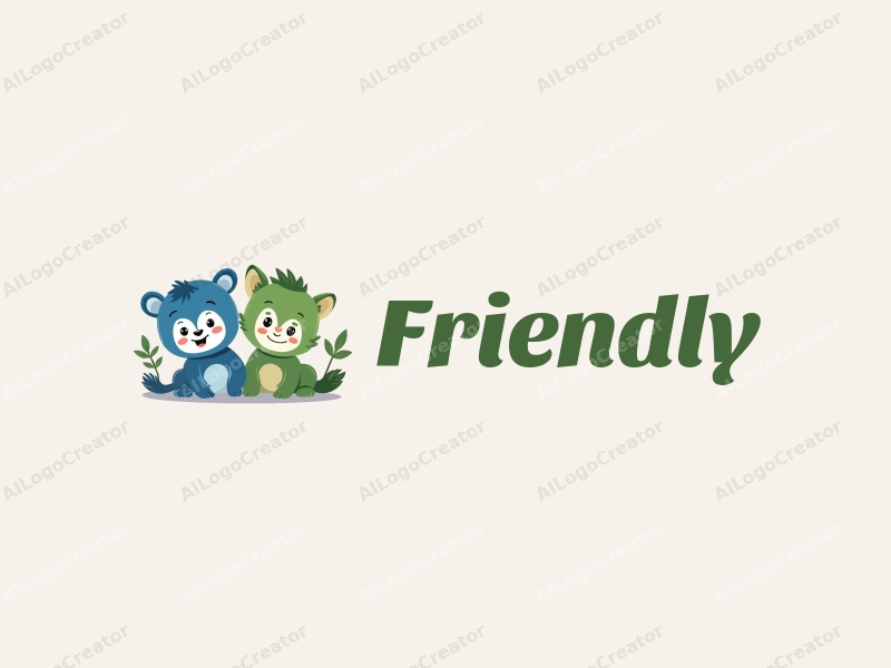 playful design features cheerful children with smiling faces, incorporating friendly elements in blue and green colors, combined with a clean and simple background.