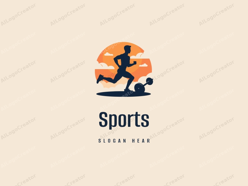 modern design features a dynamic silhouette of a runner, stylized dumbbells, and a clean background combined with a harmonious layout.