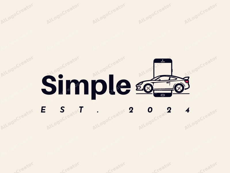 minimalist design features a stylized car silhouette and a sleek smartphone, combined with a clean background and a harmonious layout.