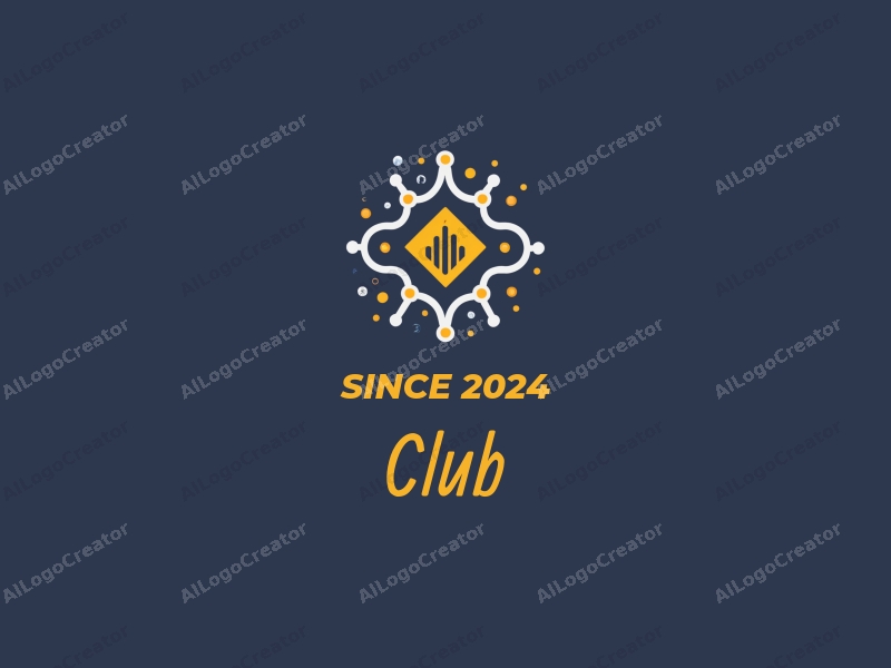 a modern design featuring a stylized club icon, interconnected social network nodes, and urban skyline elements, combined with a clean background.