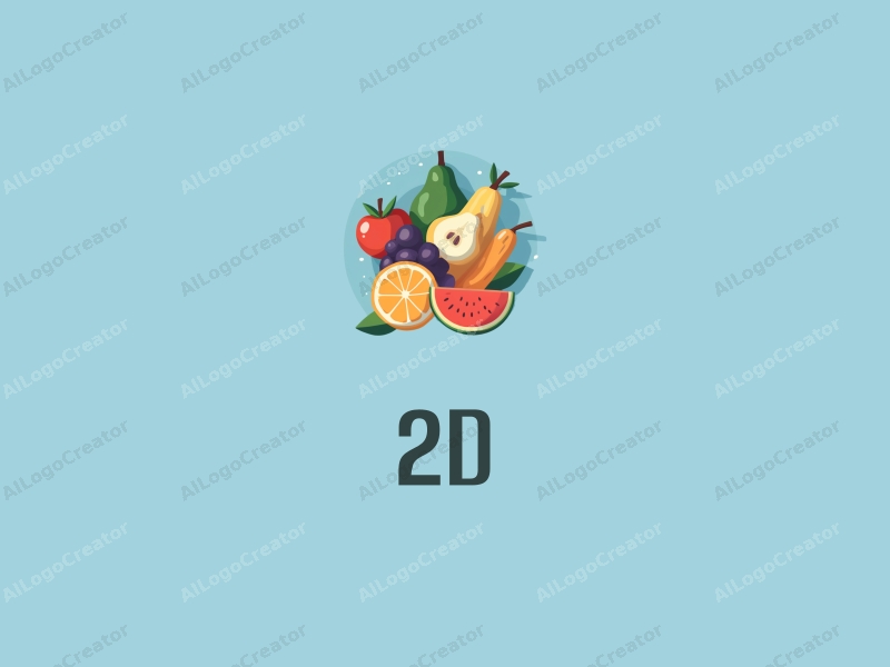 modern design features flat illustrations of various fruits, symbolizing health, combined with a clean blue background and simple geometric shapes.