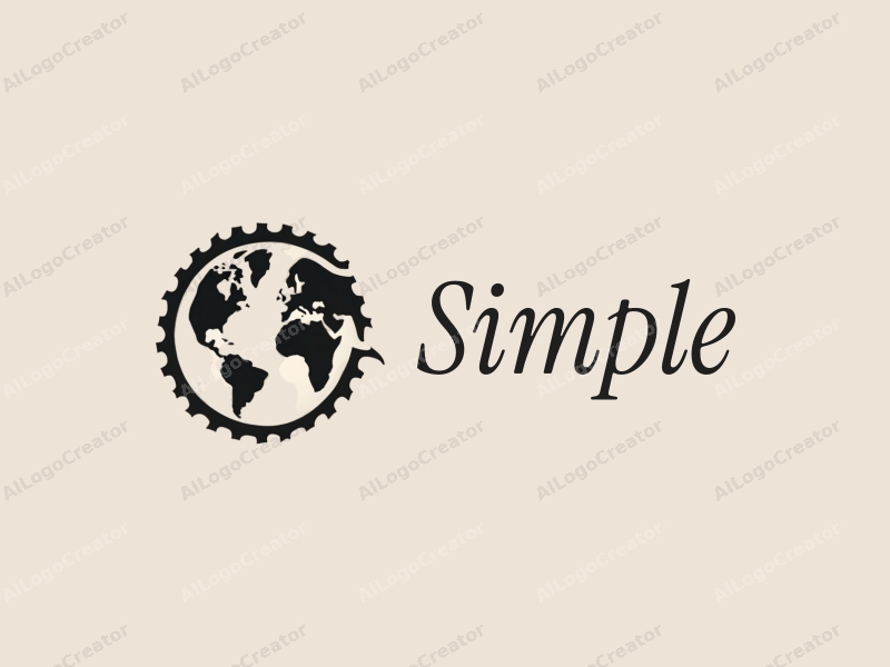 minimalist design features a stylized Earth and a saw blade, combined with a clean background and simple lines.