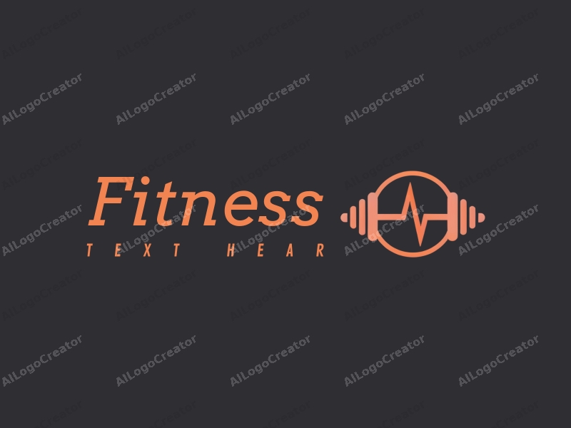 modern design features a stylized dumbbell and heartbeat line, combined with a clean background and a harmonious layout.