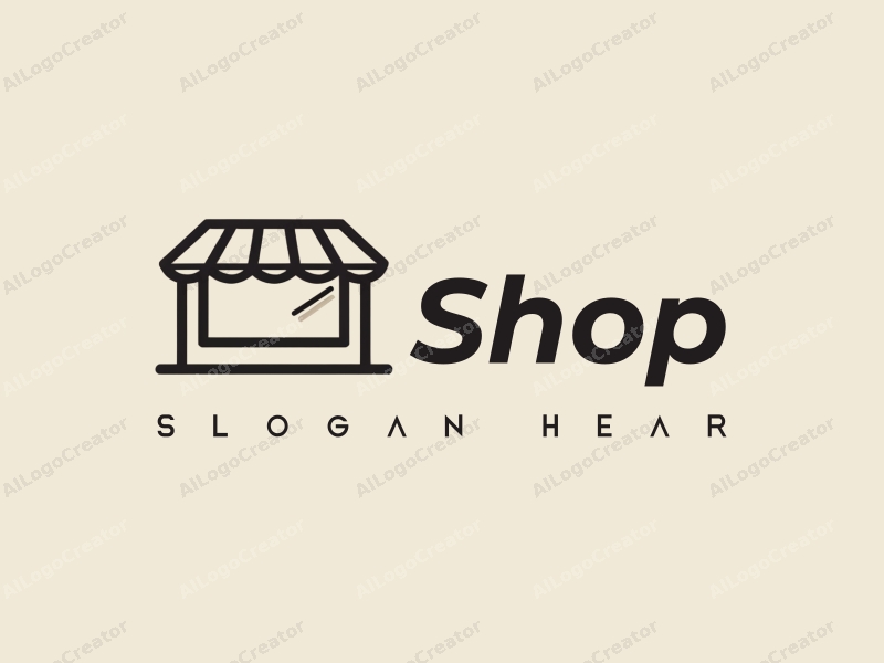 minimalist design features a stylized shop silhouette, incorporating elements of health and nutrition, with a modern approach combined with a clean background.