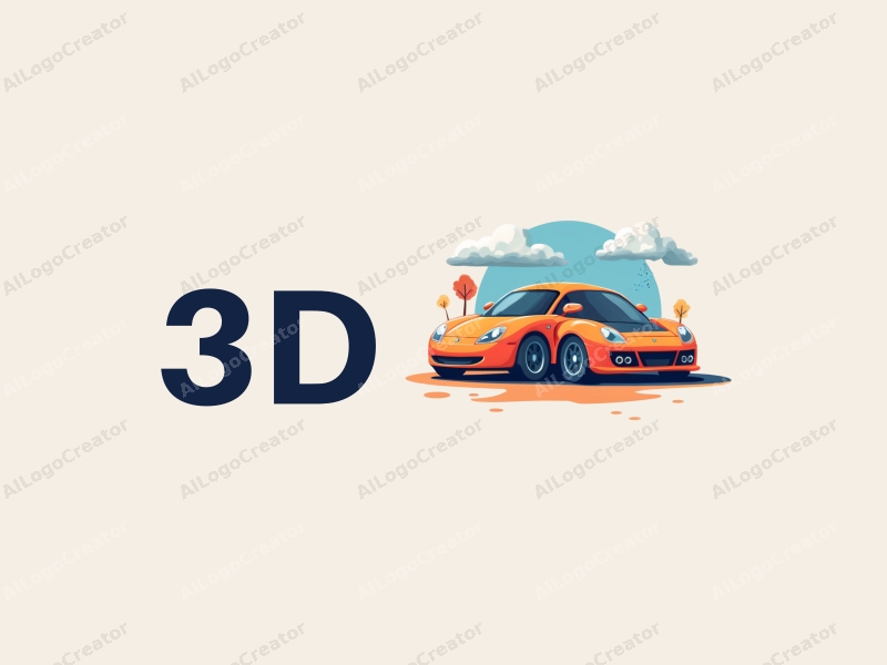 a modern design featuring 3D dynamic elements like stylized clouds and cars, combined with a colorful palette and a clean background.